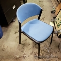 Blue Fabric Black Frame Guest Stacking Chair